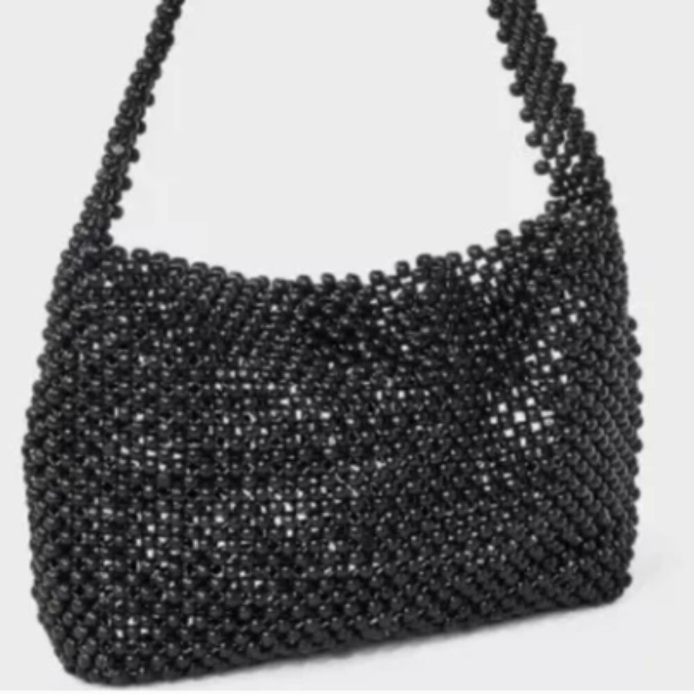 Beaded Shoulder Bag - A New Day Black